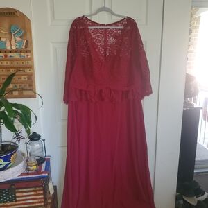 Elegant Cranberry Lace Gown